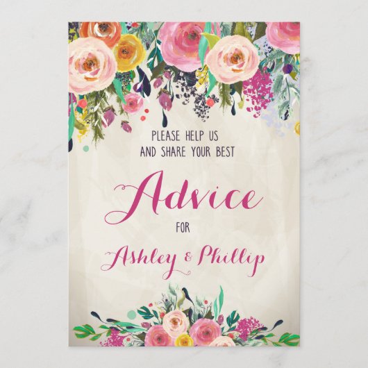 Floral Vrijgezellenfeest Advice Kaarten (Voorkant)