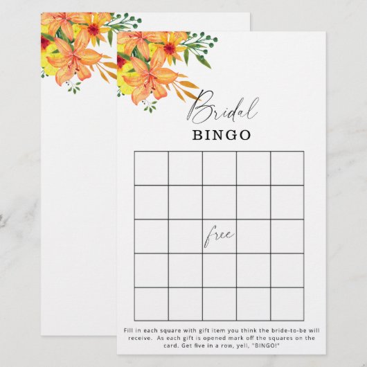 Floral vrijgezellenfeest bingo (Voorkant / Achterkant)