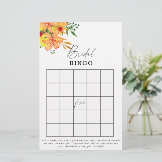Floral vrijgezellenfeest bingo (Staand voorkant)