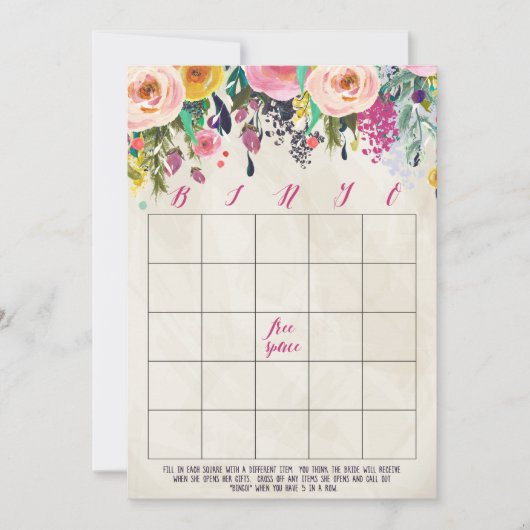 Floral Vrijgezellenfeest Bingo Cards Kaart (Voorkant)