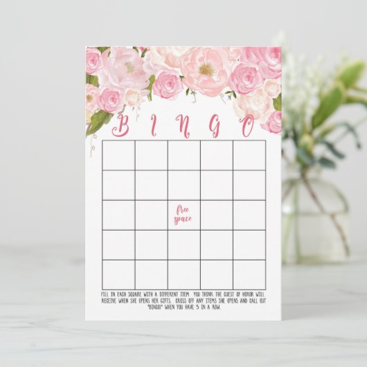 Floral Vrijgezellenfeest Bingo Kaarten (Staand voorkant)