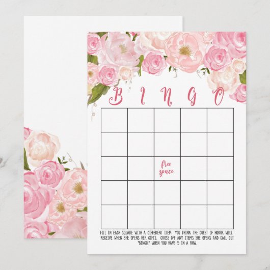 Floral Vrijgezellenfeest Bingo Kaarten (Voorkant / Achterkant)