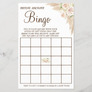 Floral Vrijgezellenfeest Bingo spelkaart Flyer