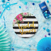 Floral Vrijgezellenfeest Bord - Zwarte en witte st (Feest)