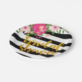 Floral Vrijgezellenfeest Bord - Zwarte en witte st (Gekanteld)