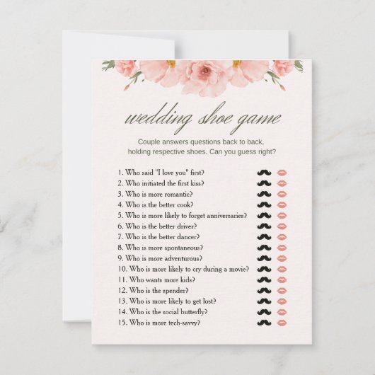 Floral Vrijgezellenfeest bruiloft schoen spel Kaar Kaart (Voorkant)