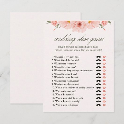 Floral Vrijgezellenfeest bruiloft schoen spel Kaar Kaart (Voorkant / Achterkant)