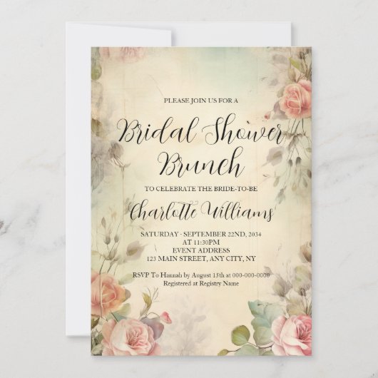 Floral Vrijgezellenfeest Brunch  stijl Kaart (Voorkant)