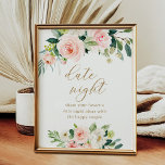 Floral Vrijgezellenfeest Date Night Ideas Sign Poster<br><div class="desc">Nacht ideeën over de datum van vrijgezellenfeest | Datum 's Nachts-ideeën</div>