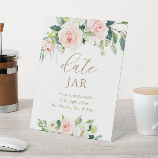 Floral Vrijgezellenfeest Datum Jar Sign Reclamebord Met Voetstuk (Insitu)