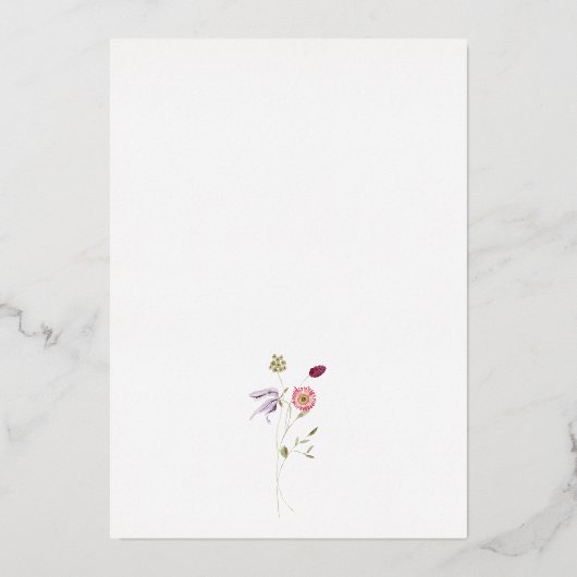 Floral Vrijgezellenfeest Folie Uitnodiging (Achterkant)