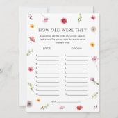 Floral Vrijgezellenfeest Guess Leeftijd Spel Kaart (Voorkant)