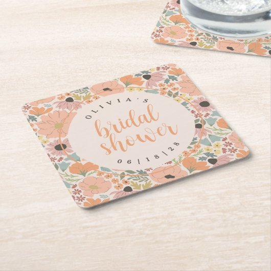 Floral Vrijgezellenfeest Kartonnen Onderzetters (Schuin)