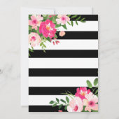 Floral Vrijgezellenfeest met zwarte en witte strep Kaart (Achterkant)