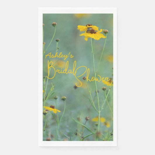 Floral Vrijgezellenfeest Minimalistisch Geel Wilde Servet (Voorkant)