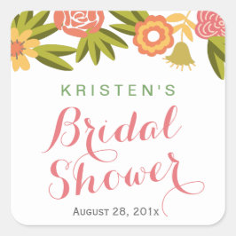 Floral Vrijgezellenfeest | Modern kalligrafiescrip Vierkante Sticker