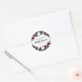 Floral Vrijgezellenfeest Navy Blue Bourgondië Wate Ronde Sticker (Envelop)