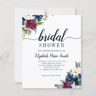 Floral Vrijgezellenfeest Navy Blue Burgundy Invita