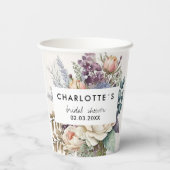 Floral Vrijgezellenfeest Papieren Bekers (Achterkant)