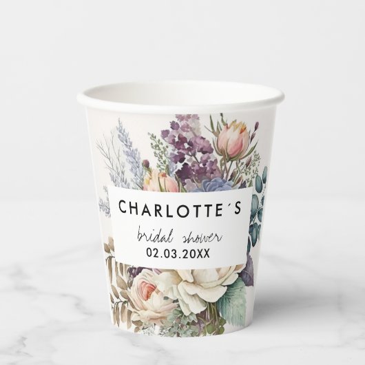 Floral Vrijgezellenfeest Papieren Bekers (Voorkant)