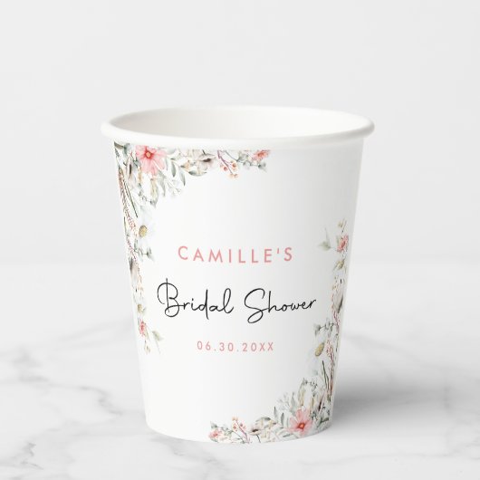 Floral Vrijgezellenfeest Papieren Bekers (Voorkant)