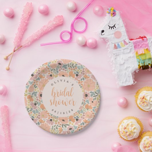 Floral Vrijgezellenfeest Papieren Bordje (Feest)