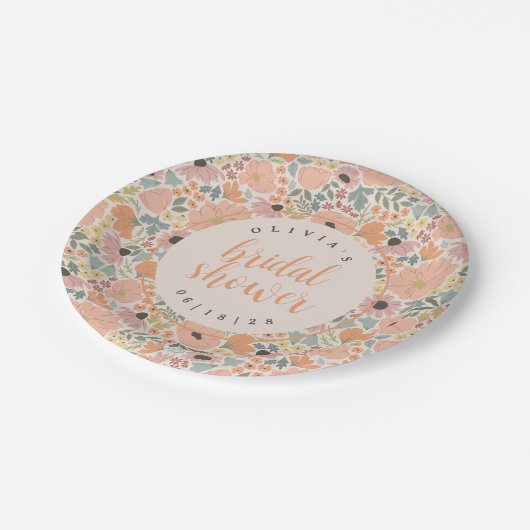 Floral Vrijgezellenfeest Papieren Bordje (Gekanteld)