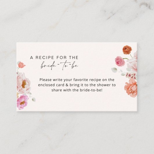 Floral Vrijgezellenfeest Recept Informatiekaartje (Voorkant)