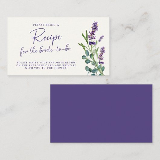 Floral Vrijgezellenfeest Recipe Enclosure Card Informatiekaartje (Voorkant / Achterkant)