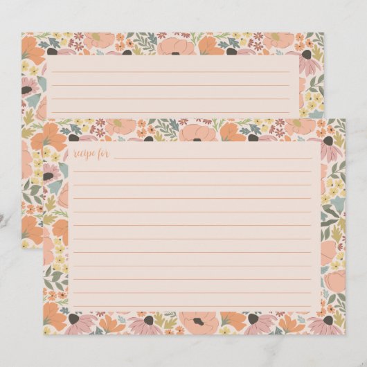 Floral Vrijgezellenfeest Recipe Kaart (Voorkant / Achterkant)