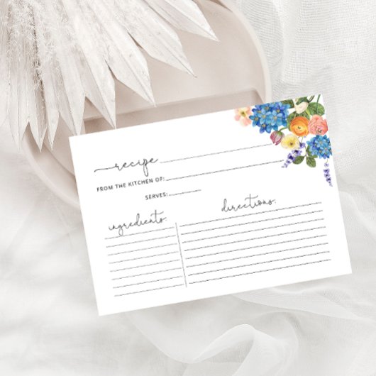 Floral Vrijgezellenfeest Recipe Kaart