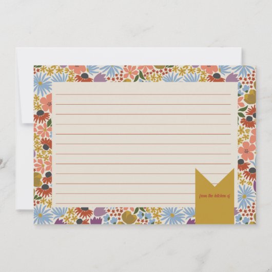 Floral Vrijgezellenfeest Recipe Kaart (Achterkant)