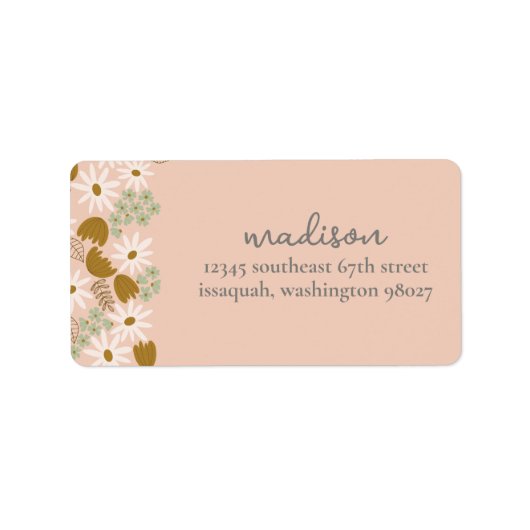 Floral Vrijgezellenfeest Retour Adres Label (Voorkant)