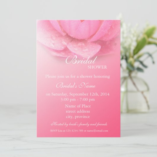 Floral vrijgezellenfeest, roze waterlelie kaart (Staand voorkant)