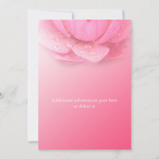 Floral vrijgezellenfeest, roze waterlelie kaart (Achterkant)