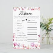 Floral Vrijgezellenfeest Scattergories Game (Staand voorkant)