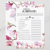 Floral Vrijgezellenfeest Scattergories Game (Voorkant / Achterkant)