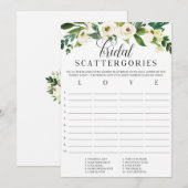 Floral Vrijgezellenfeest Scattergories Game Kaart (Voorkant / Achterkant)