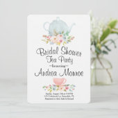 Floral Vrijgezellenfeest Tea Party Custom Invitati Kaart (Staand voorkant)