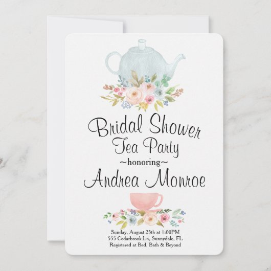 Floral Vrijgezellenfeest Tea Party Custom Invitati Kaart (Voorkant)