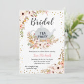 Floral Vrijgezellenfeest Tea Party Invitation Kaart (Staand voorkant)
