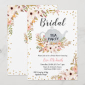 Floral Vrijgezellenfeest Tea Party Invitation Kaart (Voorkant / Achterkant)