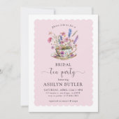 Floral Vrijgezellenfeest Tea Party Invitation Kaart (Voorkant)