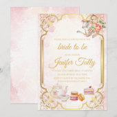 Floral Vrijgezellenfeest Tea Party Invitation Kaart (Voorkant / Achterkant)