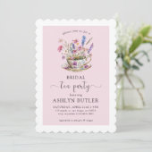 Floral Vrijgezellenfeest Tea Party Invitation Kaart (Staand voorkant)