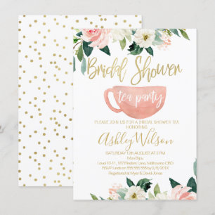 Floral Vrijgezellenfeest Tea Party Invitation Kaart
