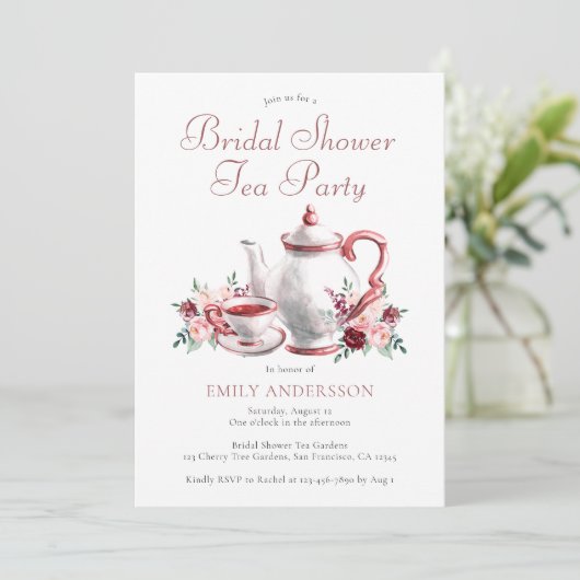 Floral Vrijgezellenfeest Tea Party Kaart (Staand voorkant)