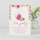 Floral Vrijgezellenfeest Tea Party Kaart (Staand voorkant)