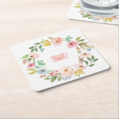 Floral Vrijgezellenfeest Tea Party Kartonnen Onderzetters (Schuin)