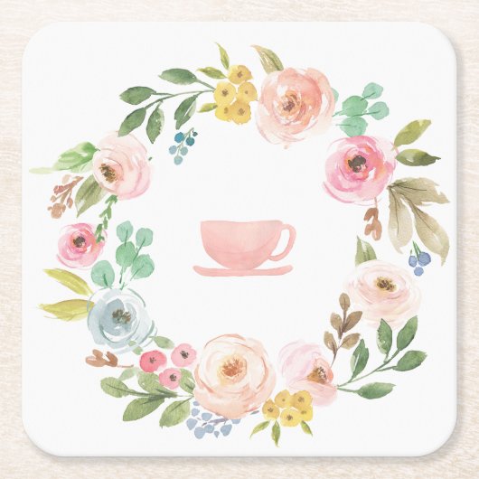 Floral Vrijgezellenfeest Tea Party Kartonnen Onderzetters (Voorkant)